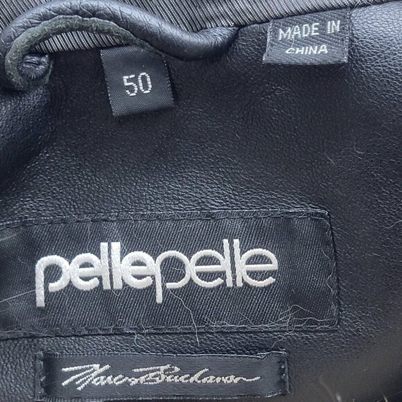 VTG Pelle Pelle Jacket Men 50 Black Baggy Embroidered Oversized Hip Hop Y2K - Picture 8 of 12